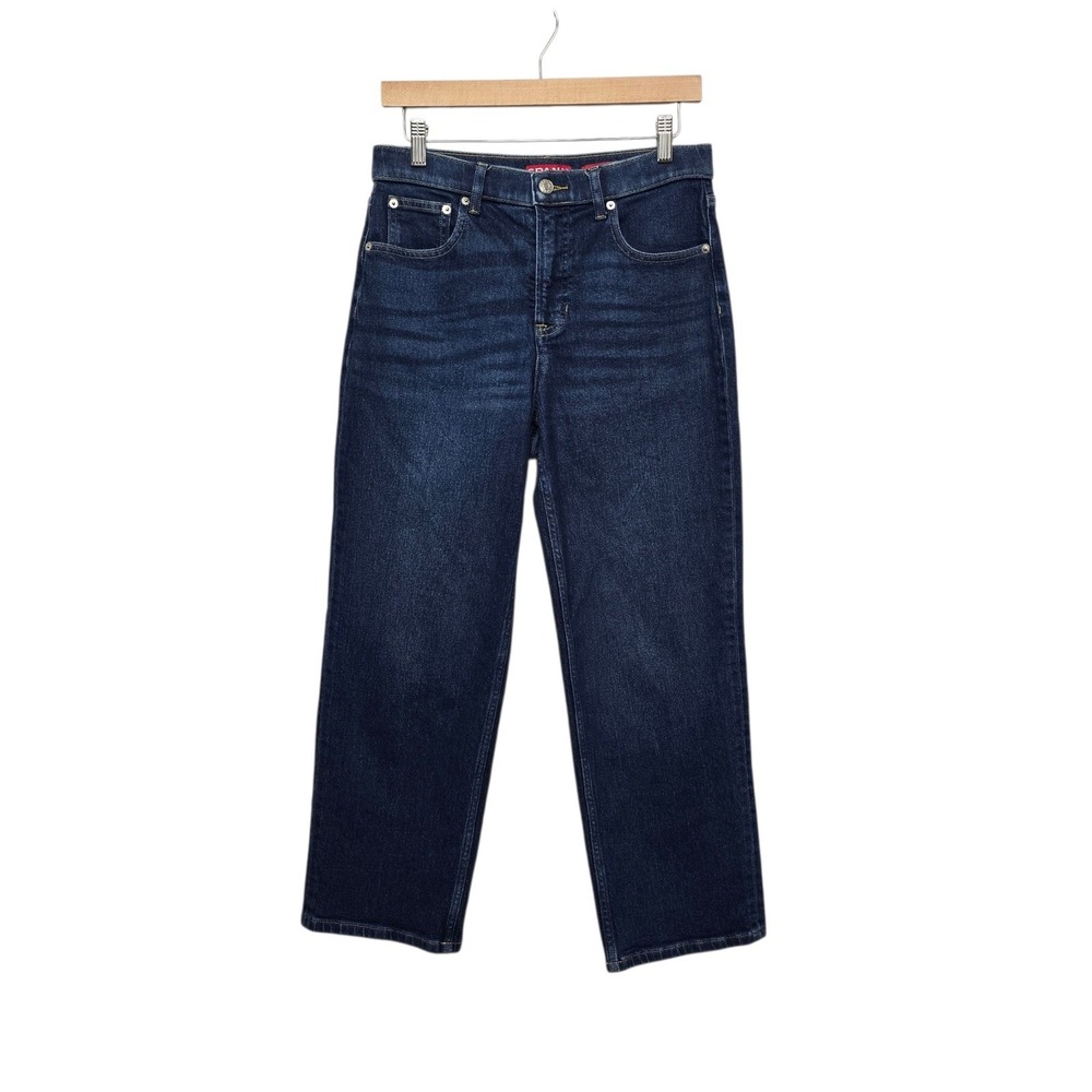 Spanx Straight Leg Jeans Dark Indigo High Rise Womens Size Petite Medium